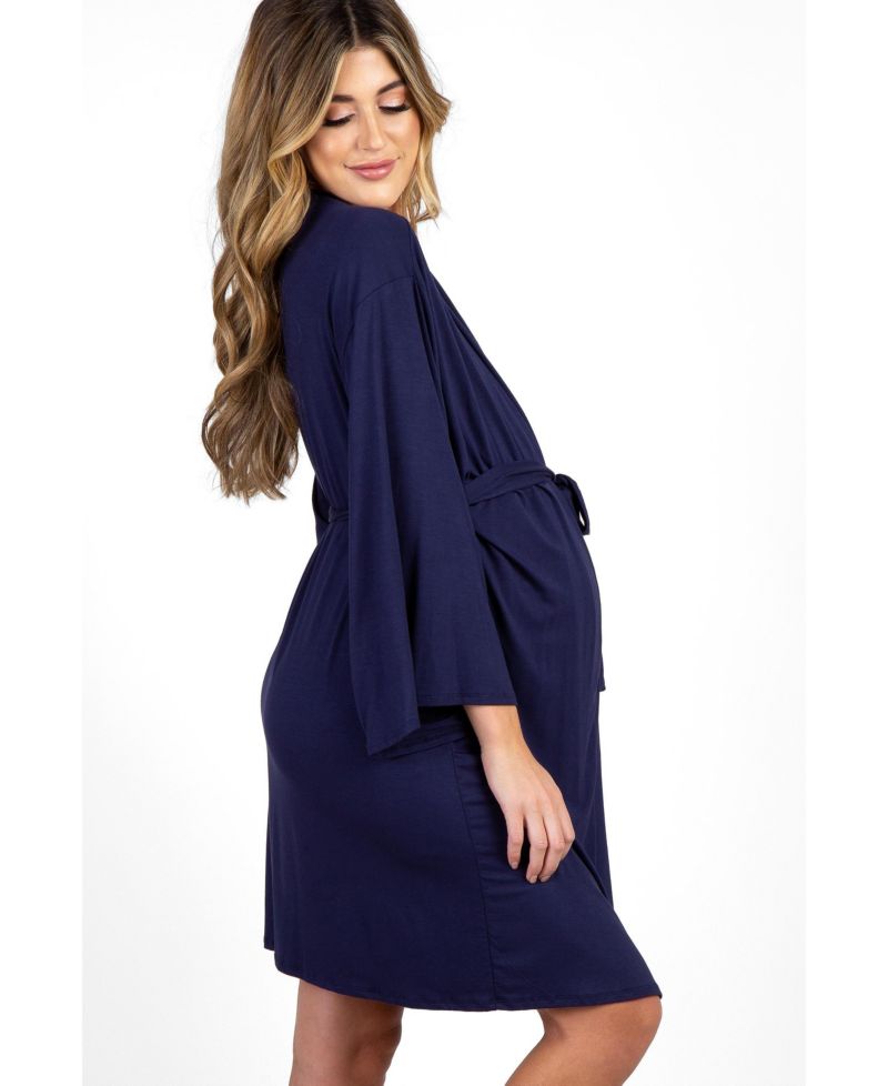 Women's Navy Blue Delivery/Nursing Robe