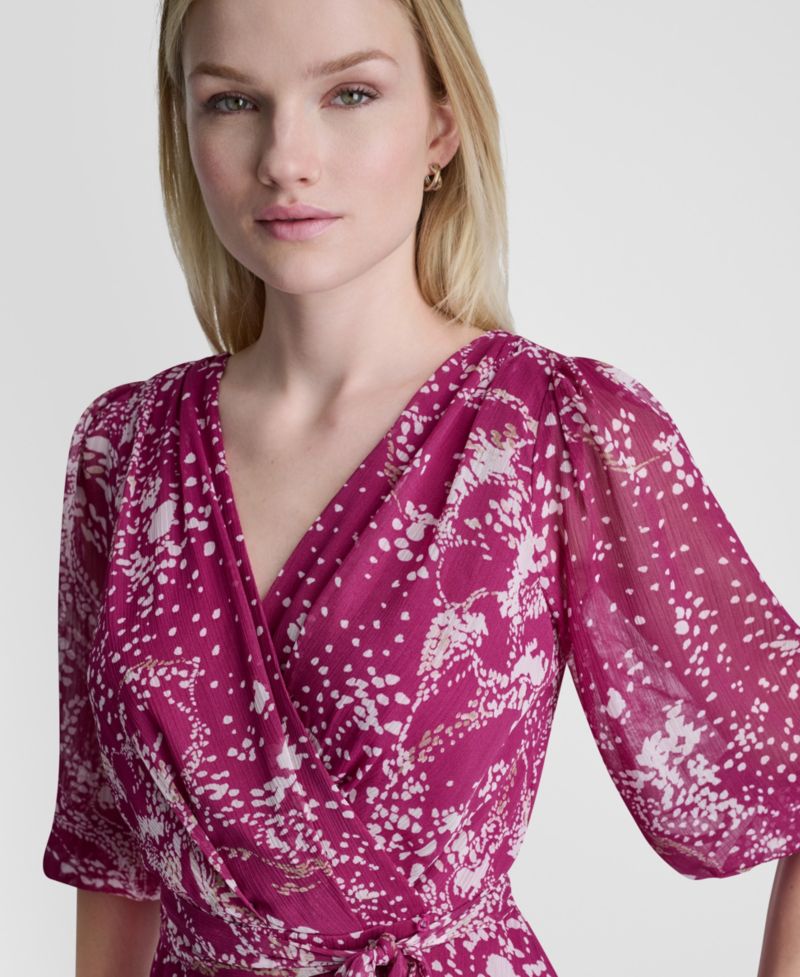 Women's Surplice V-Neck Balloon-Sleeve Dress