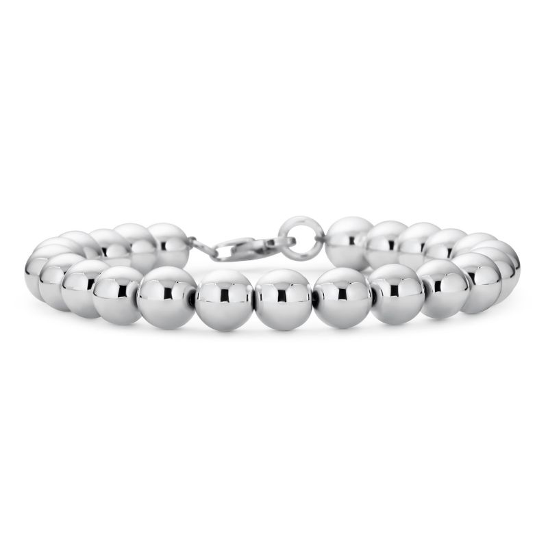Classic Hand Strung 8MM Bead 925 .925 Sterling Silver Ball Strand Bracelet 7 Inch
