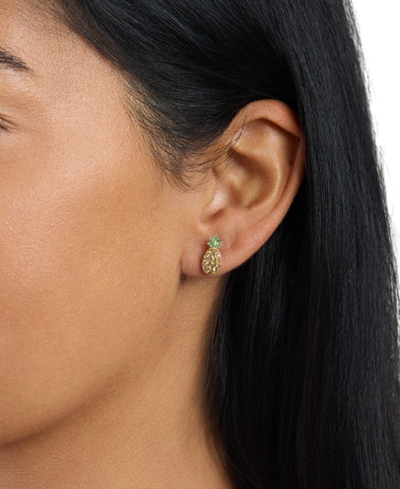 Sterling Silver Crystal Pave Pineapple Stud Earrings