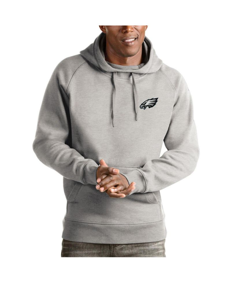 Men's Heathered Gray Philadelphia Eagles Logo Victory Pullover Hoodie