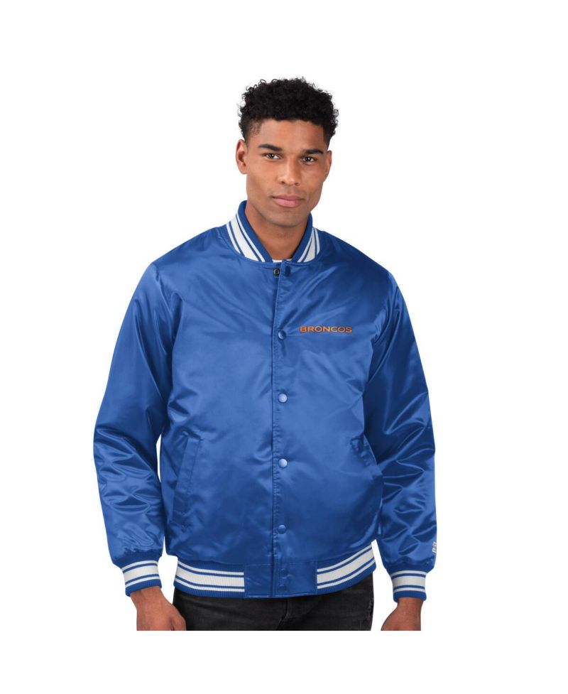 Men's Royal Denver Broncos Locker Room Satin Full-Snap Varsity Jacket
