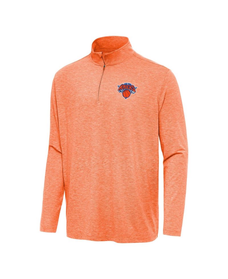 Men's Heather Orange New York Knicks Hunk Quarter-Zip Sweatshirt