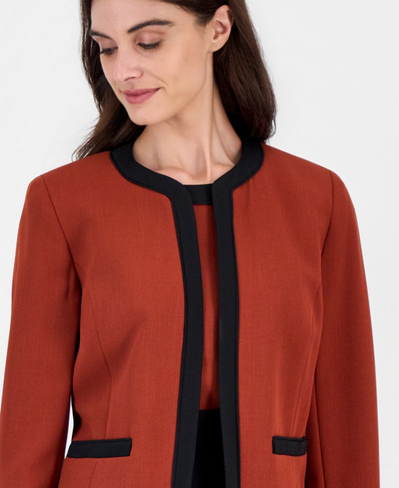 Women's Long Sleeve Stretch Crepe Framed Jacket