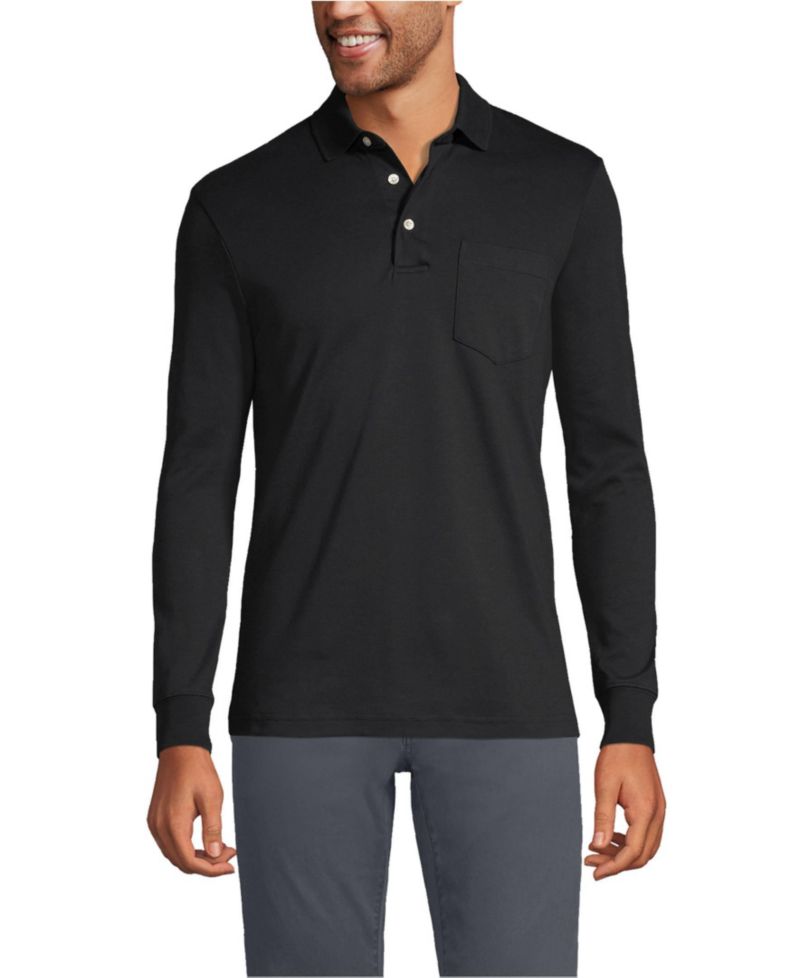 Big & Tall Long Sleeve Cotton Supima Polo Shirt with Pocket