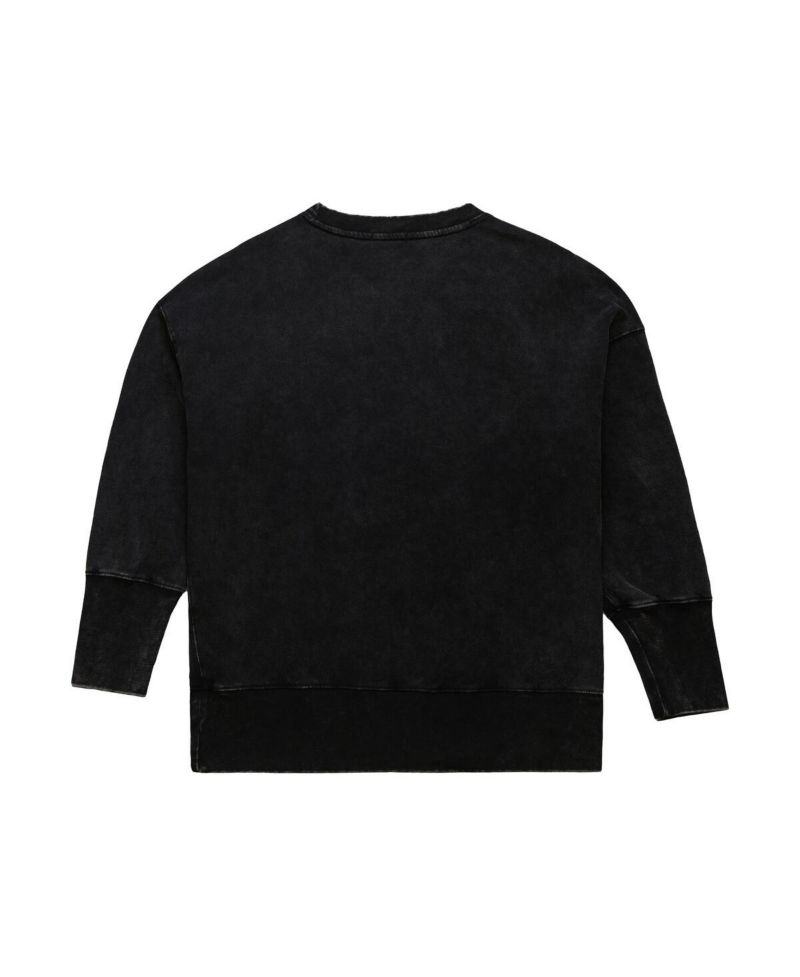 Women's Black Buffalo Bills Delineate Mineral Wash Crewneck Sweatshirt