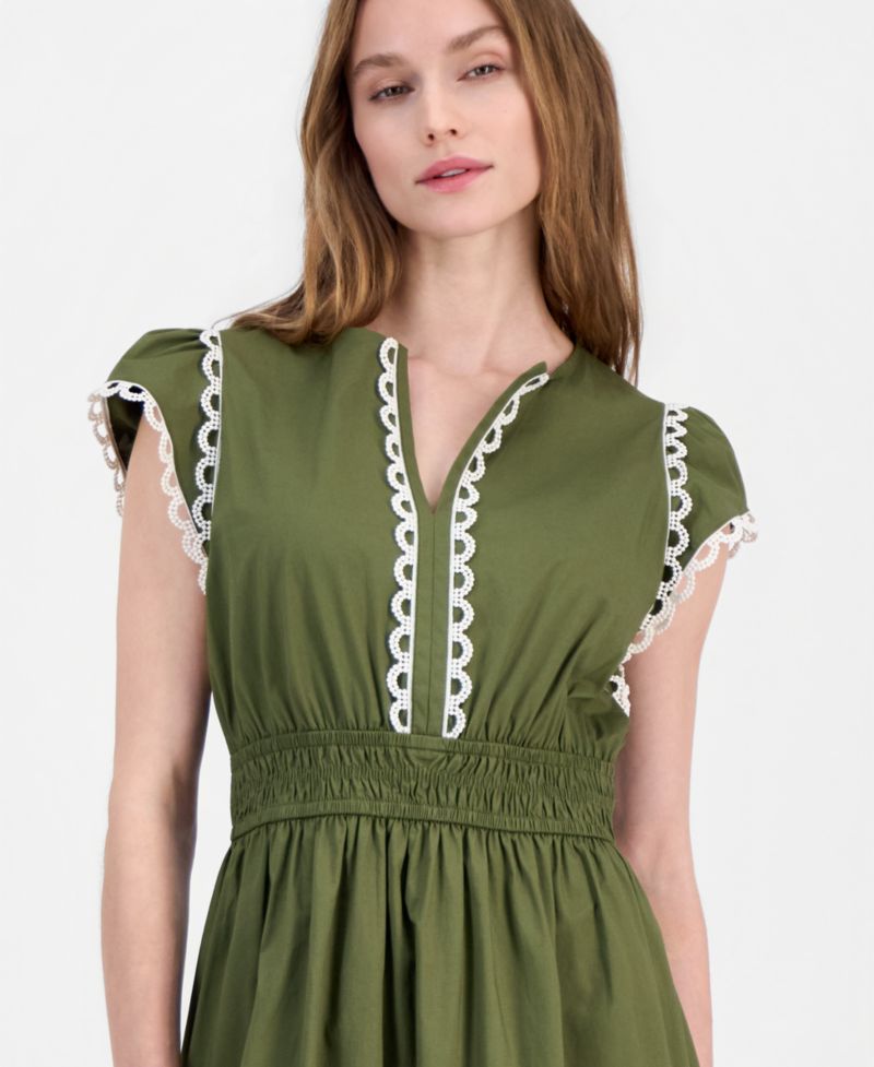 Women's Cotton-Blend Poplin Midi Dress
