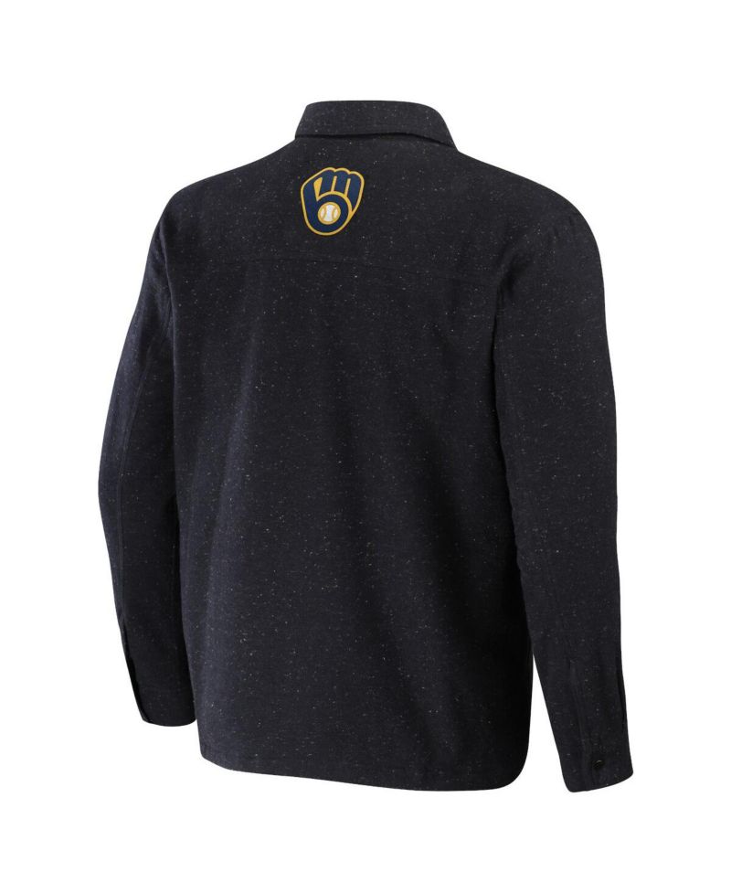 Men's Black Milwaukee Brewers Ringstop Full-Snap Shacket