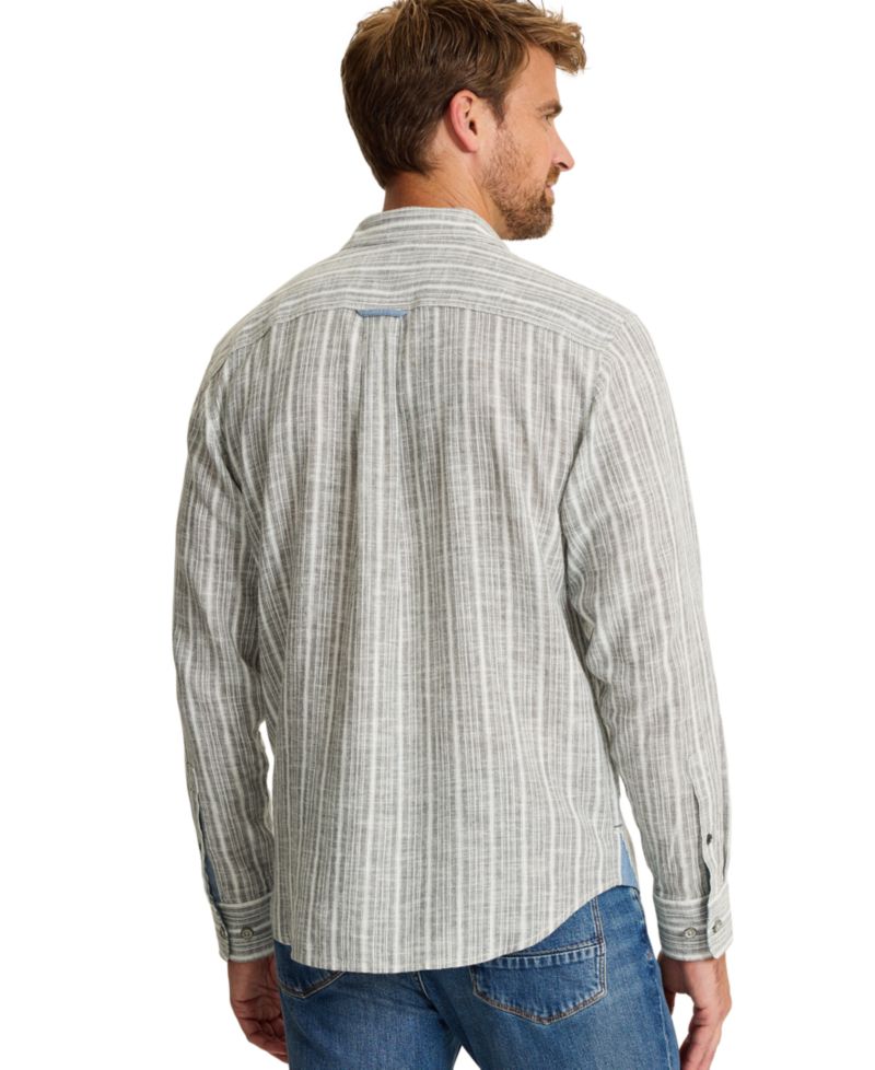 Men's Raffia Dunes Stripe Linen-Cotton Blend Long-Sleeve Shirt