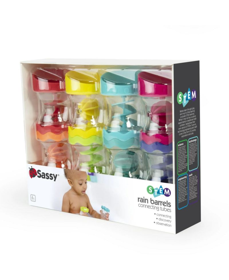 Baby Sassy 8 Piece Rain Barrels Connecting Funnels Bath Toy
