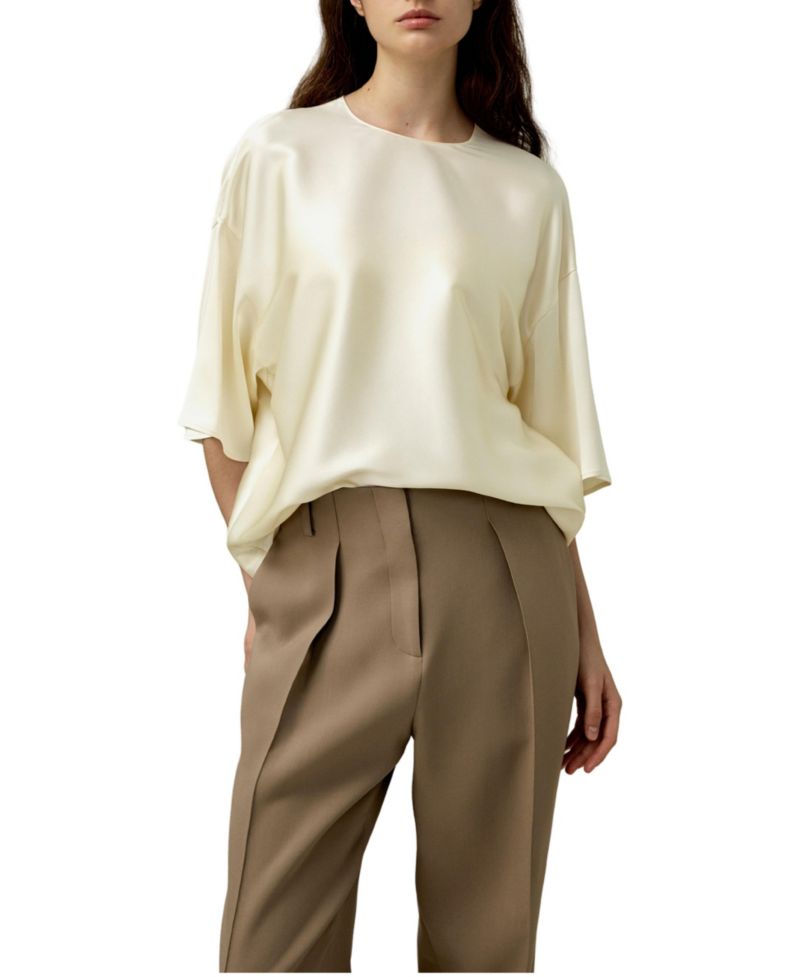 Women's Relaxed Silk Crewneck Blouse