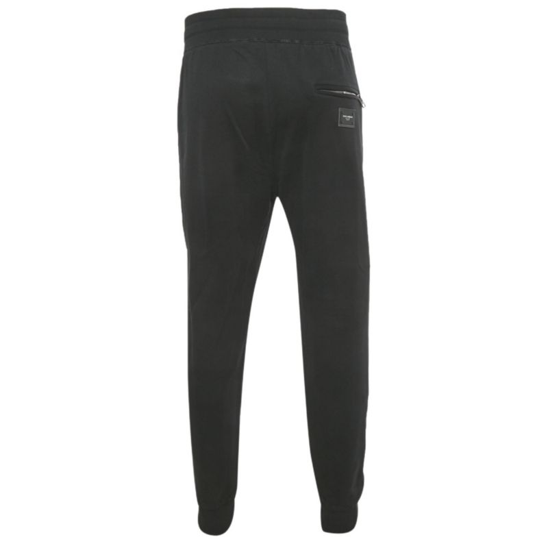 Men's Black Cotton Logo Plaque Sweatpants
