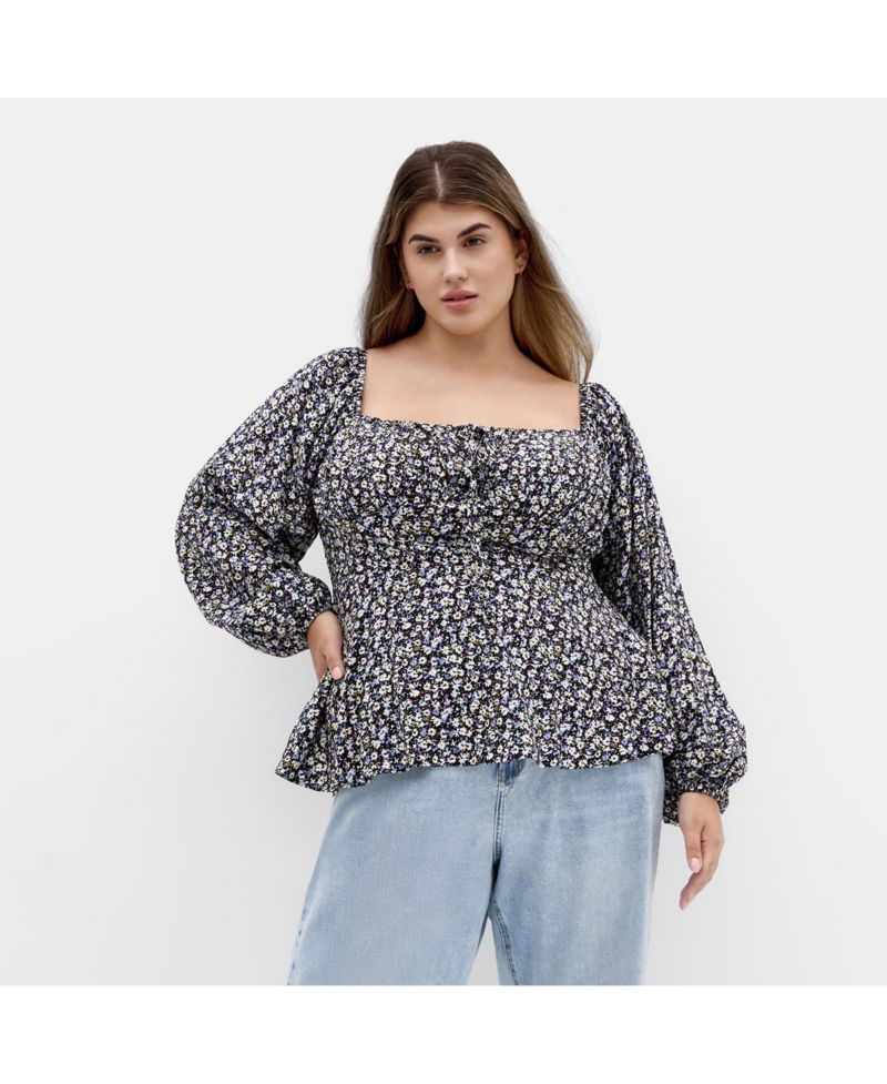 Plus Size Gigi Long Sleeve Daisy Print Top