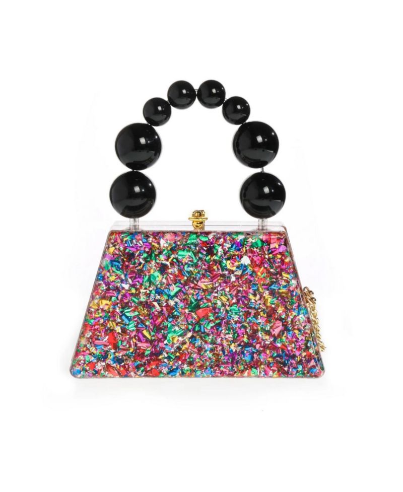 Forever Love confettie Top Handle Acrylic Clutch