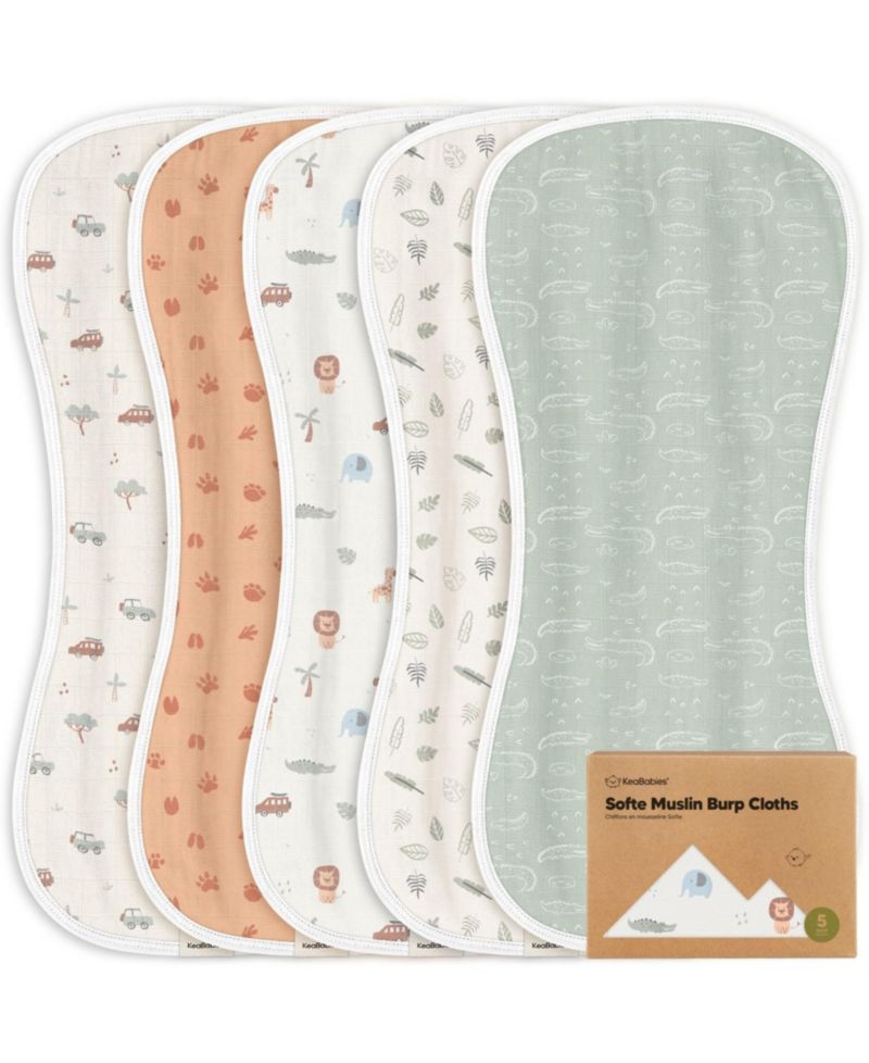 5pk Softe Muslin Burp Cloths for Baby Girls and Boys, Organic Burping Cloths for Babies, Baby Burp Clothes