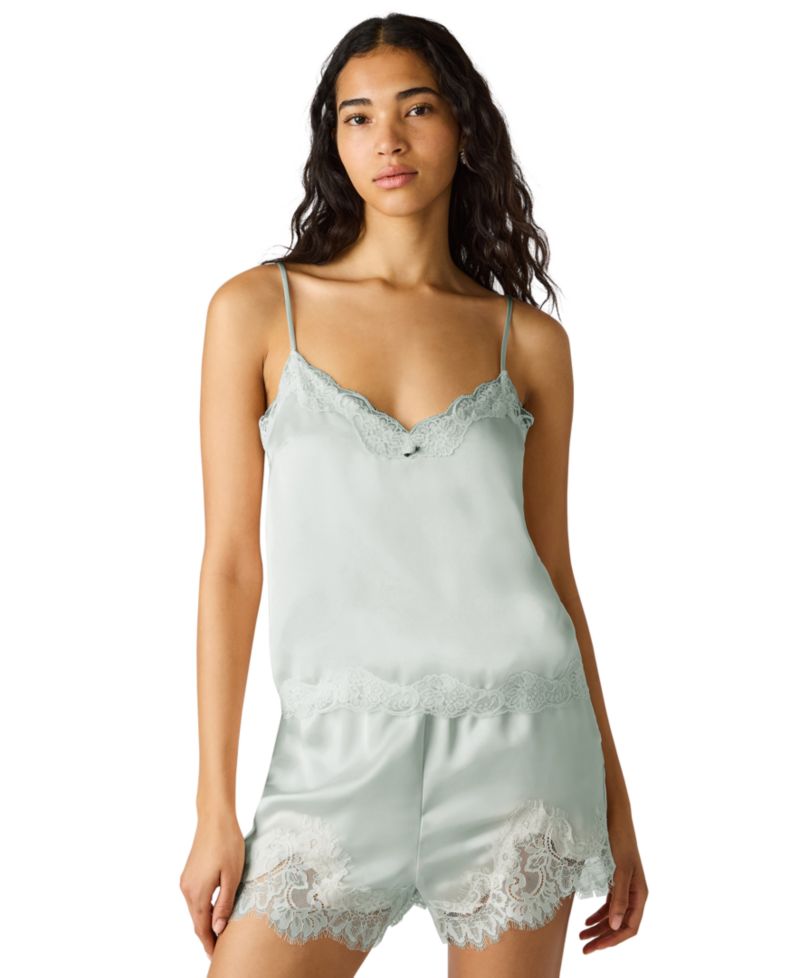 Women's Delany Lace Trim Satin Top