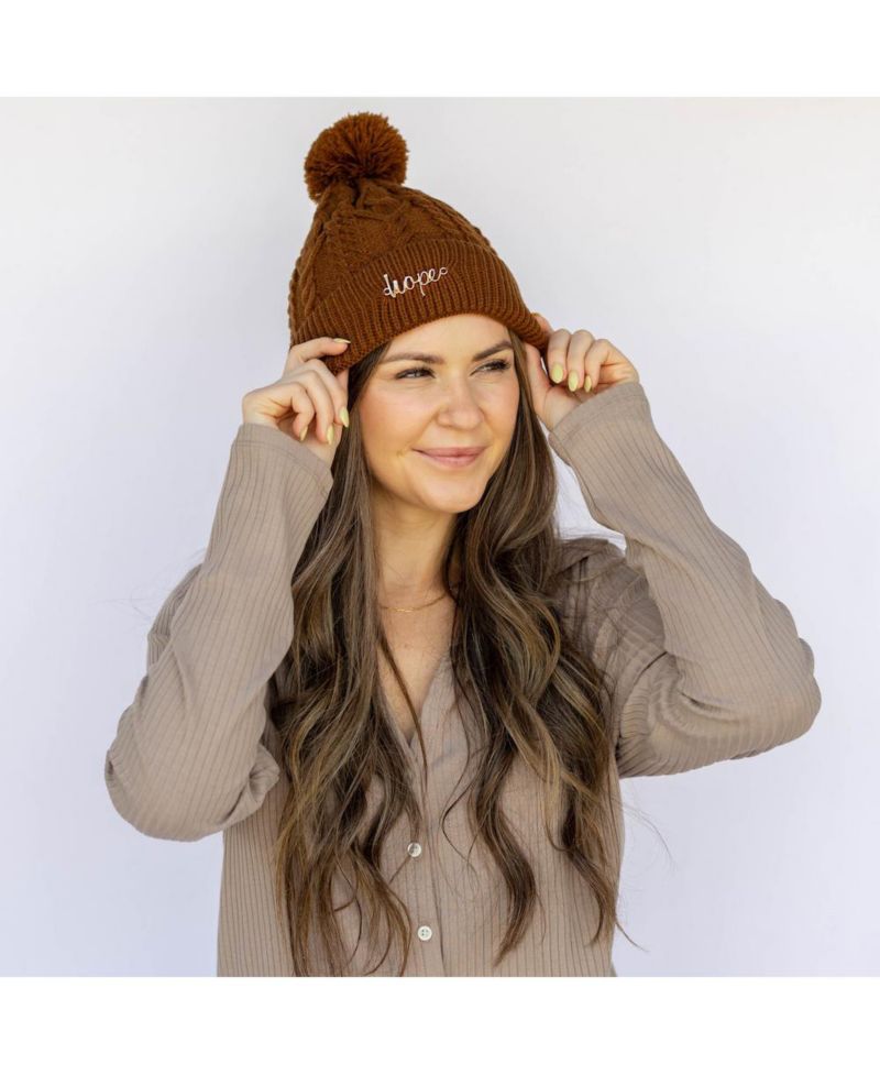 Women's Cable Knit Pom-Pom Beanie
