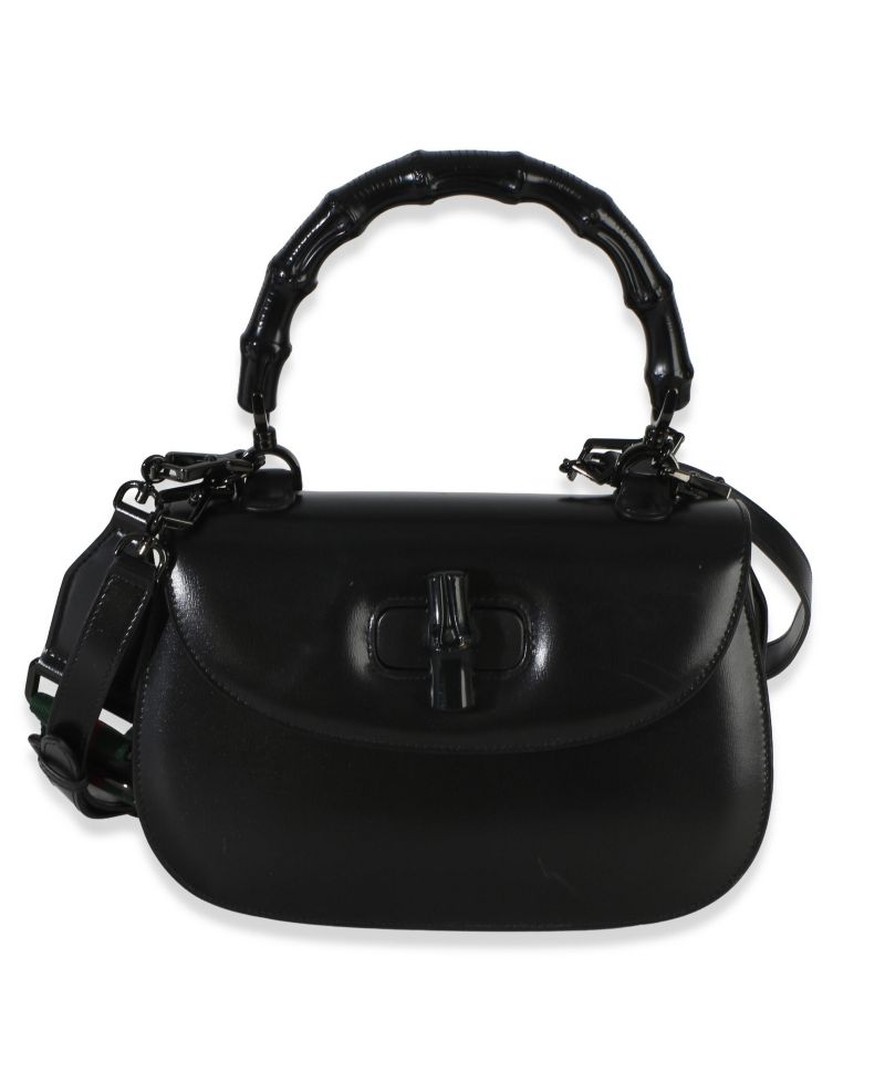 Black Monochrome Boarded Dyana Lux Medium Bamboo 1947 Top Handle Bag