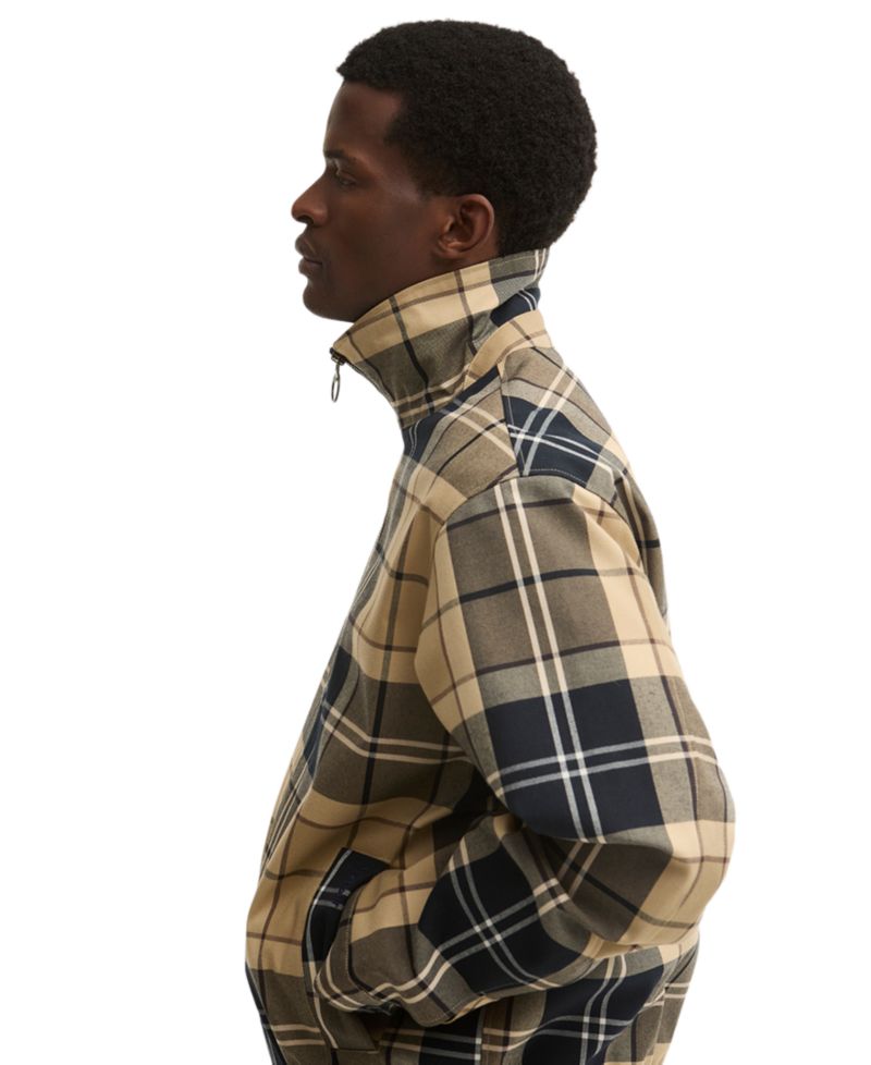 Men's Tartan Funnel-Neck Showerproof Jacket
