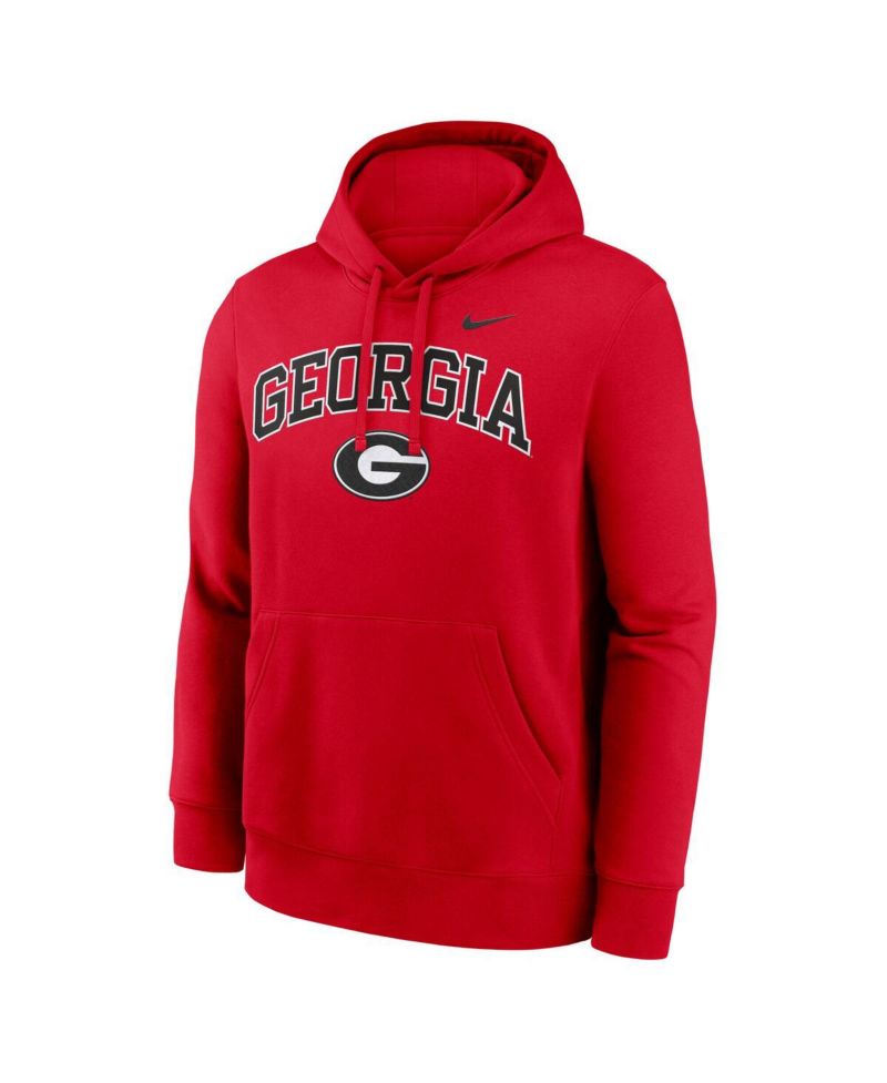 Men's Red Georgia Bulldogs Club Fleece Arch Pullover Hoodie