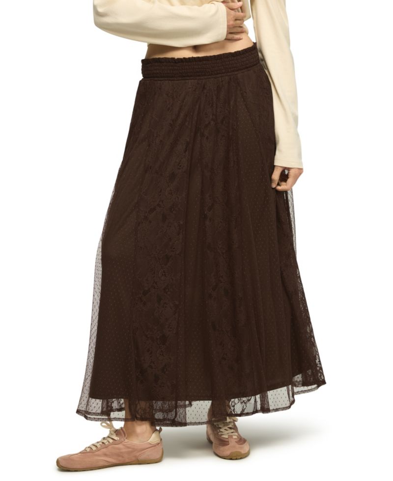 Women's Allover Lace A-Line High-Waisted Floral Midi Skirt