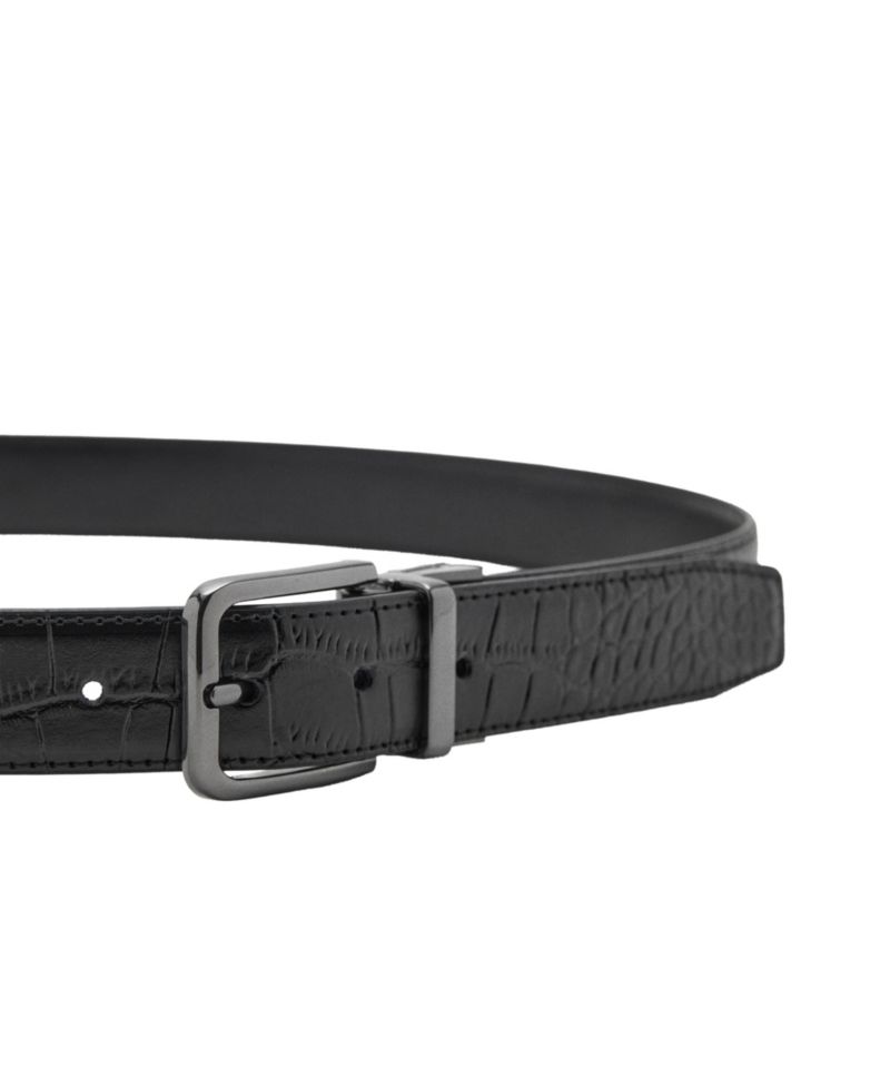Men's Croc-Effect Leather Belt