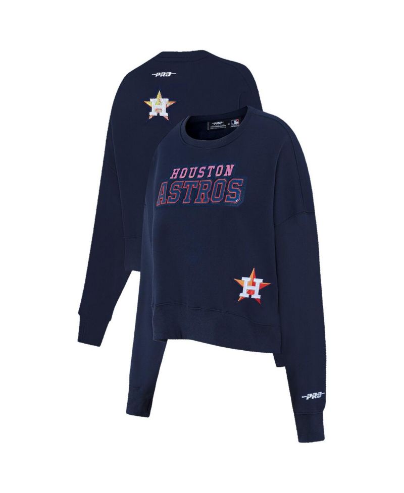 Women's Navy Houston Astros Game Day Classics Crewneck Pullover Sweatshirt