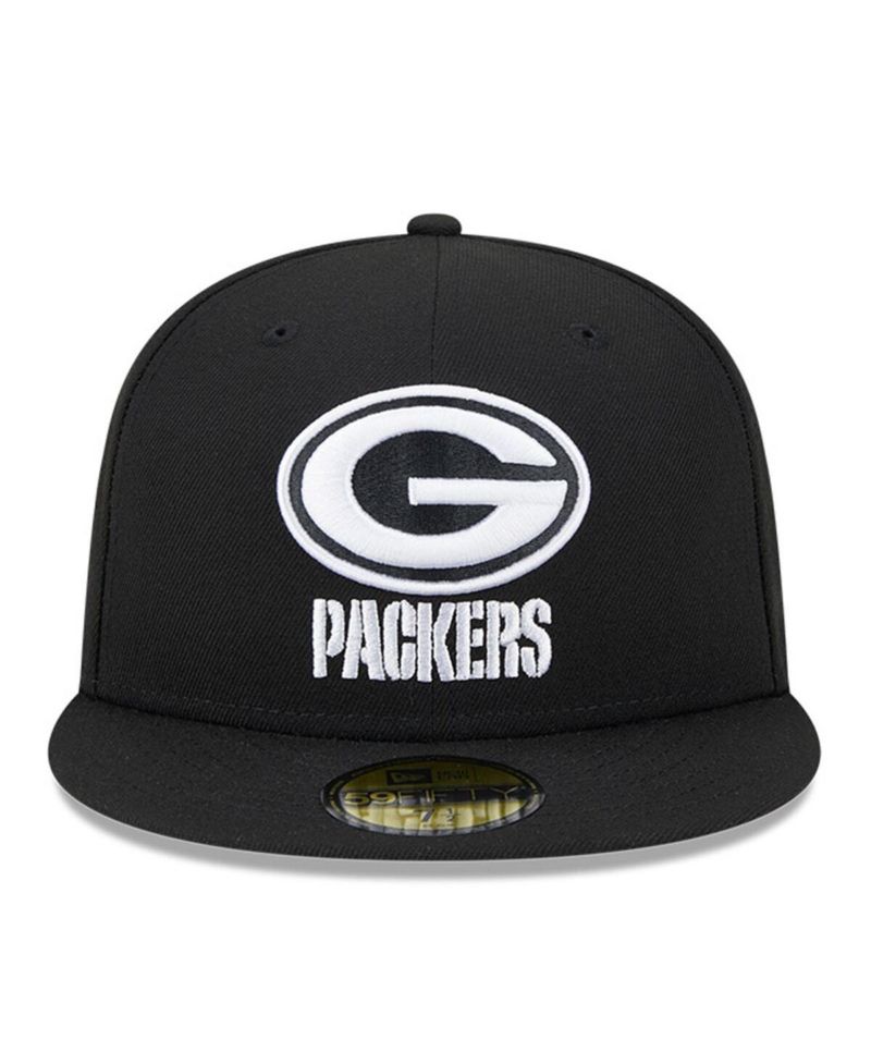 Men's Black Green Bay Packers Main Patch 59FIFTY Fitted Hat