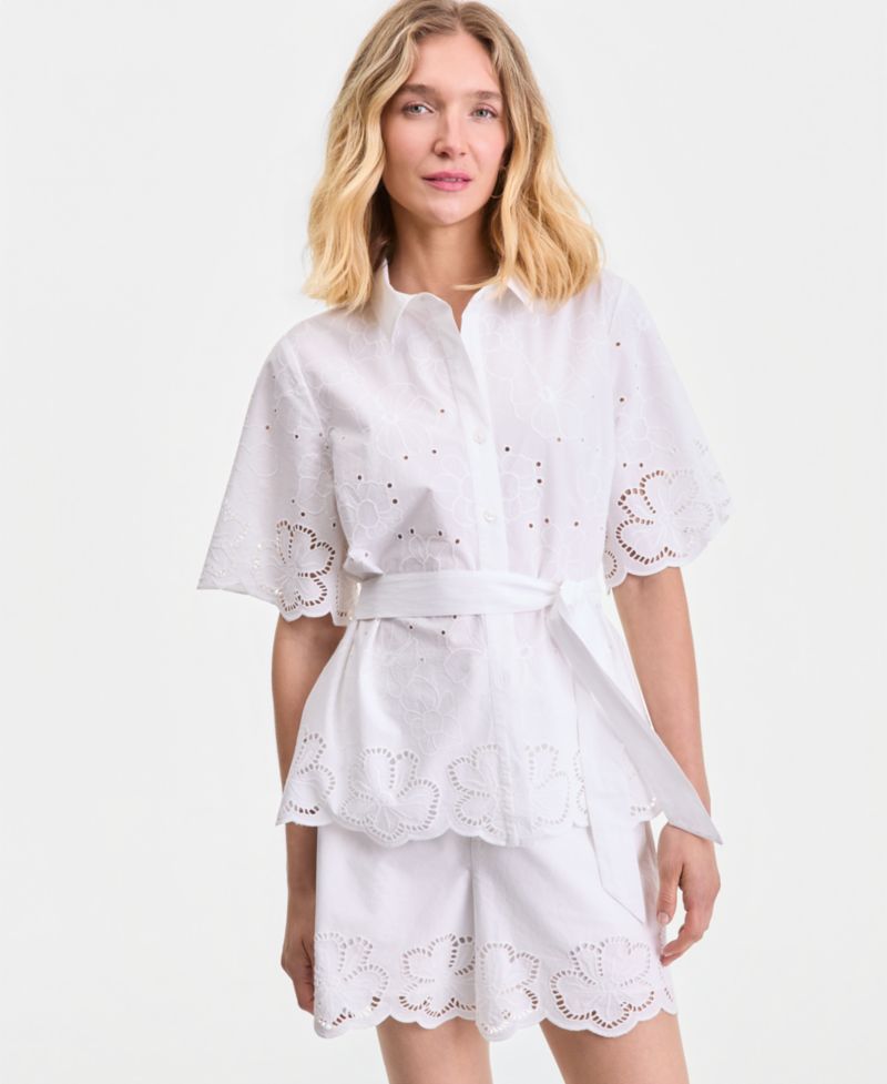 Women's Cotton-Eyelet Shorts