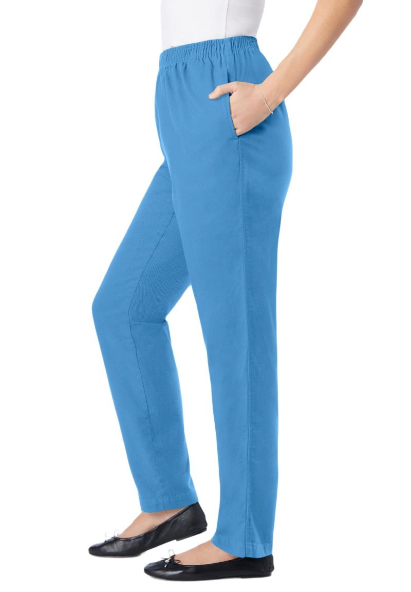 Women's Within Straight-Leg All-Cotton Denim Pull-On 7-Day Elastic-Waist Jeans