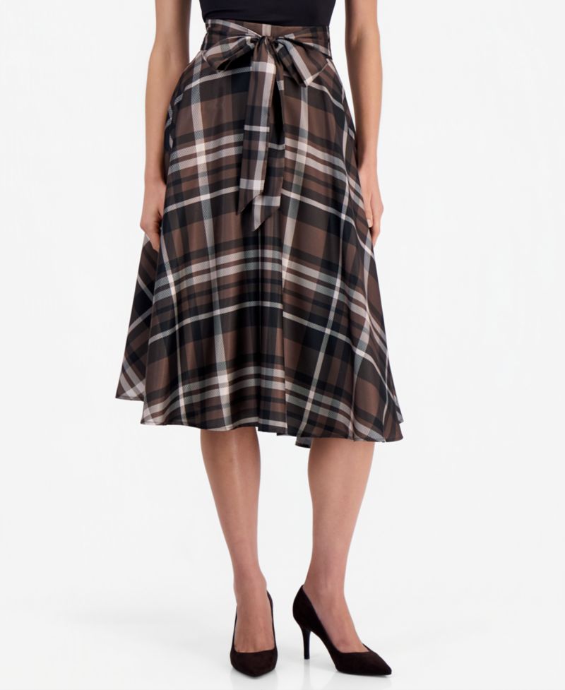 Women's Plaid High-Waisted Midi Skirt