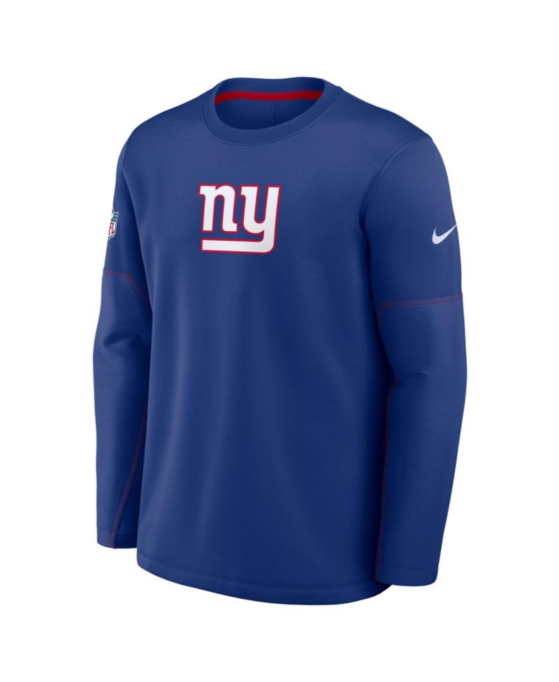 Men's Blue New York Giants Sideline Coaches Team Present Midweight Therma-FIT Sweatshirt