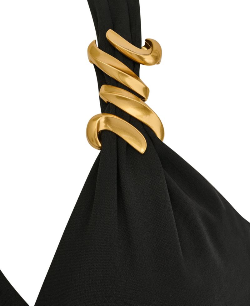 Women's Halter-Neck Draped Maxi Dress, Wedding Guest, Side Slit