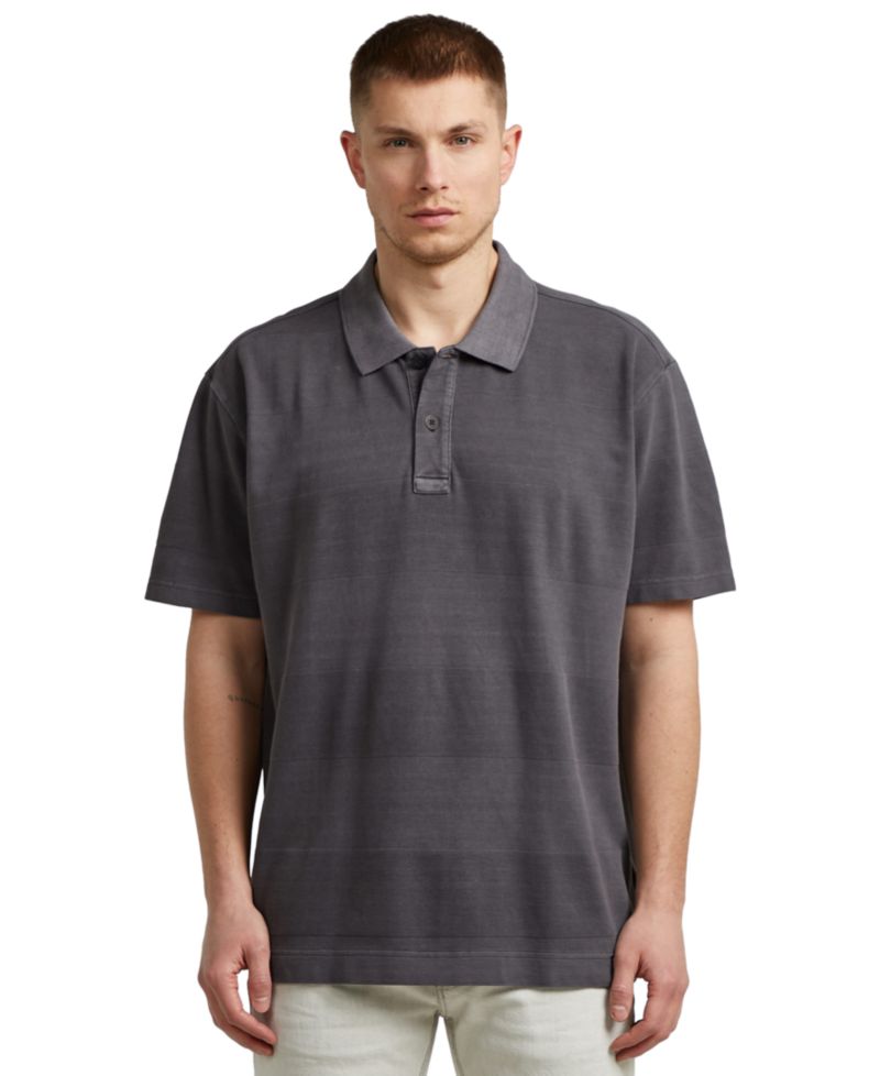 Men's Washed Jacquard Relaxed-Fit Polo Shirt