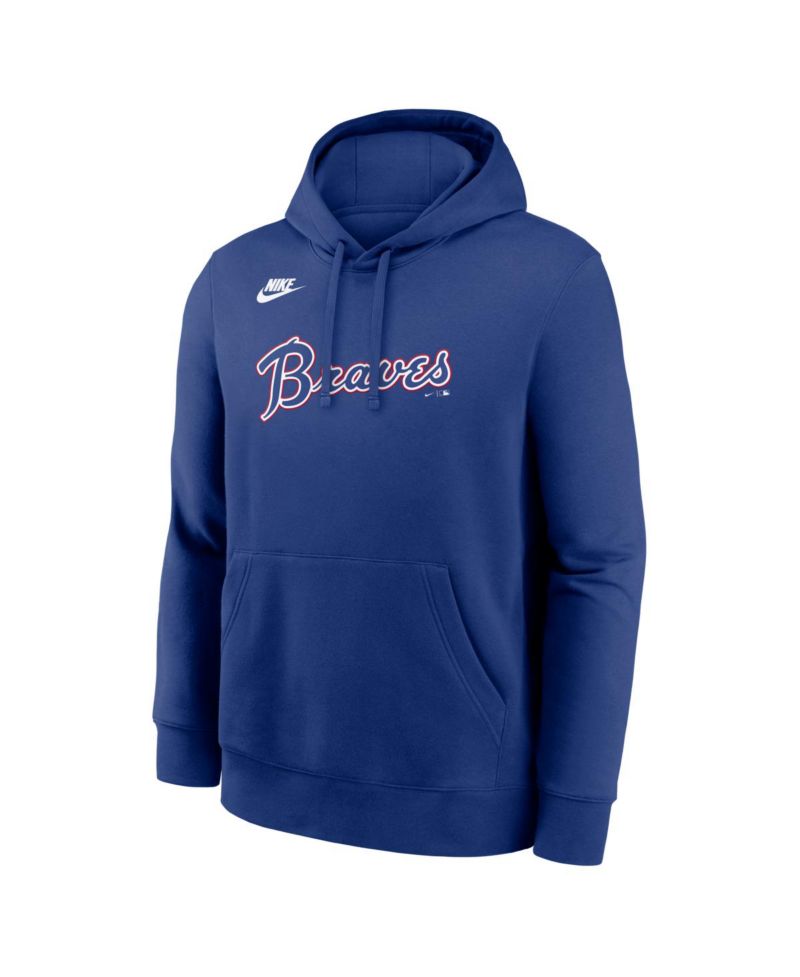 Men's Royal Atlanta Braves Cooperstown Collection Wordmark Club Hoodie