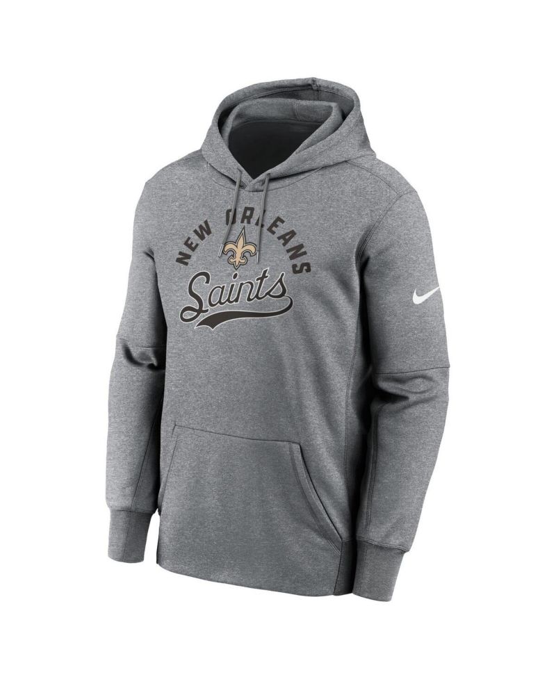 Men's Heather Gray New Orleans Saints Performance Fleece Pullover Hoodie