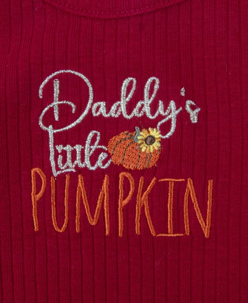 Baby Girls' Daddy's Little Pumpkin Long-Sleeve Ribbed Bodysuit, Leggings, Headband & Socks, 4-Piece Set