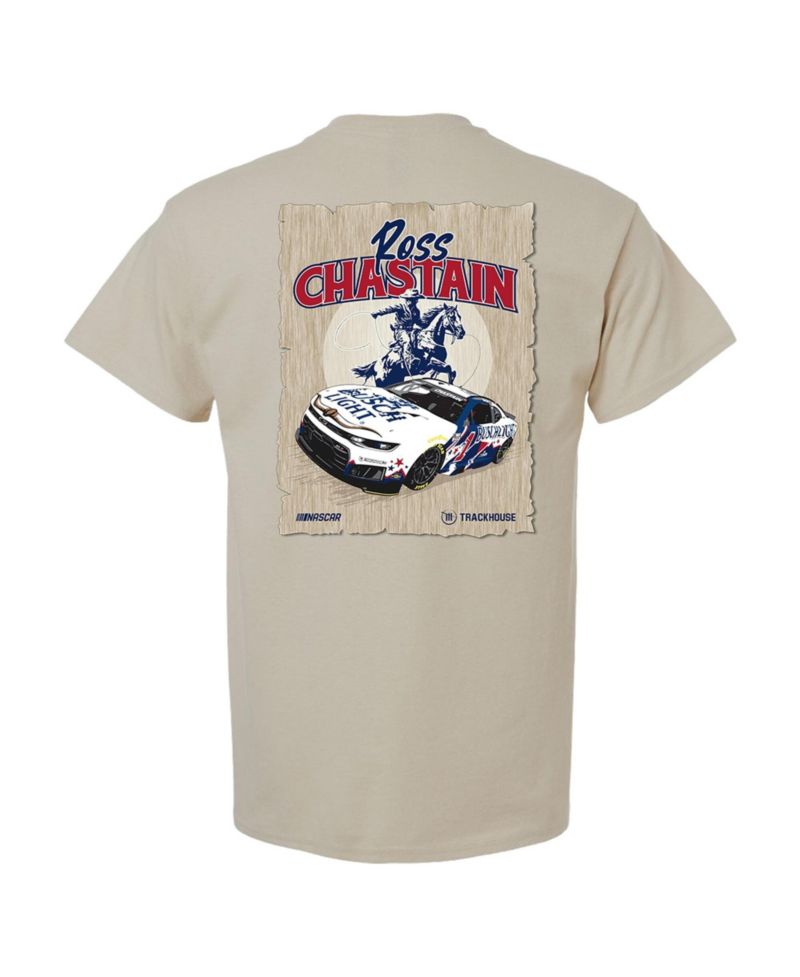 Men's Tan Ross Chastain #1 Busch Light COTA Rodeo T-Shirt