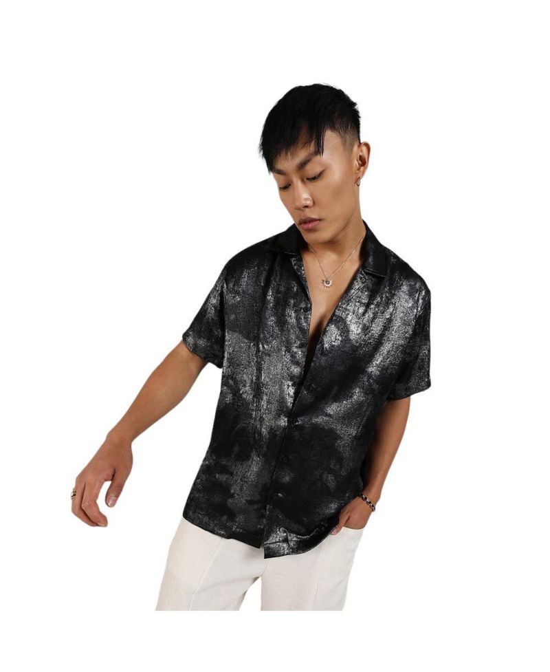Men's Midnight Black & Chalice Silver Metallic Ombre Shirt