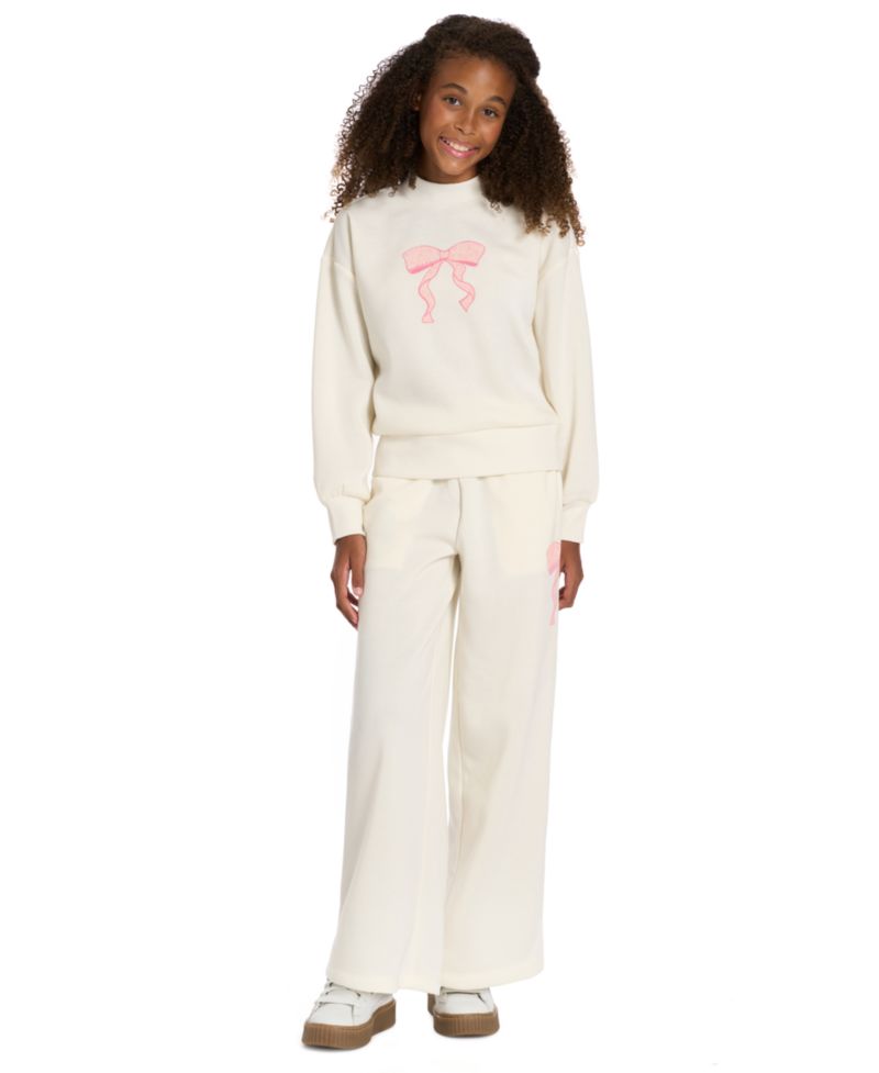 Toddler Girls' 2T-4T Ruffle Trim Sweatshirt and Wide-Leg Pants, 2-Piece Set