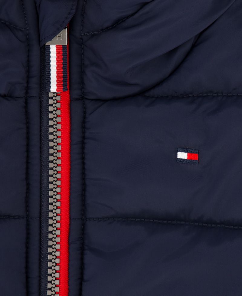 Baby Boys' Hooded Fleece-Lined Sleeve Logo Puffer Jacket