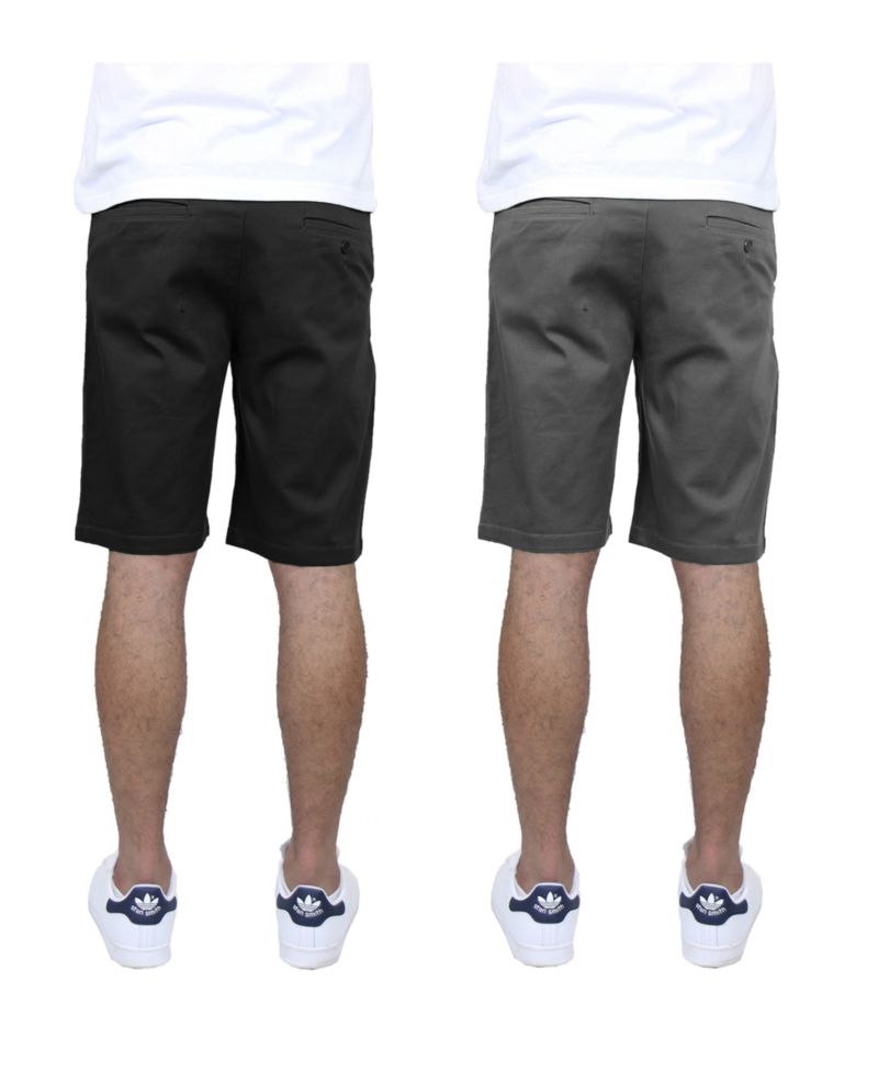 Men's 5 Pocket Flat Front Slim Fit Stretch Chino Shorts, Pack of 2