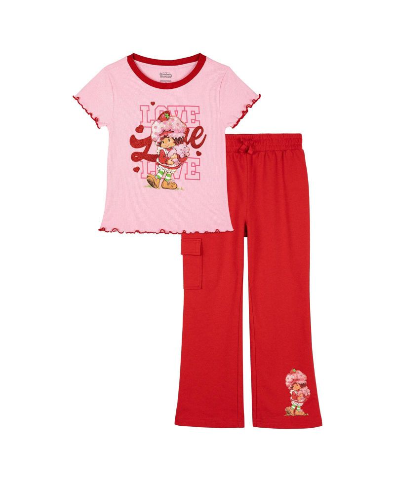 Girls' 5-12 2-Piece Short Sleeve T-Shirt and Flare Pants Set