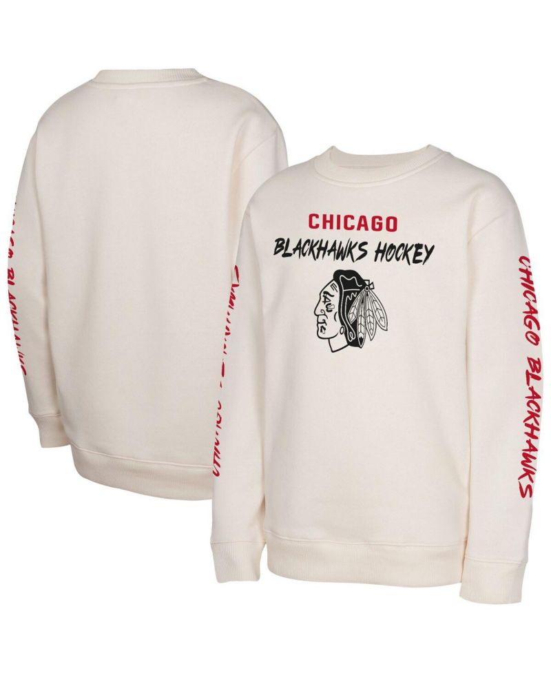 Big Boys and Girls Cream Chicago Blackhawks Star Power Pullover Sweatshirt