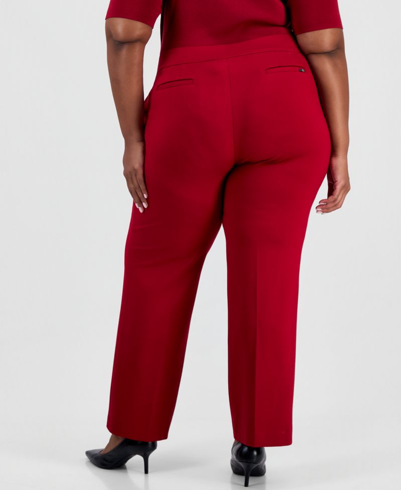 Plus Size Slash Pocket Straight-Leg Trouser