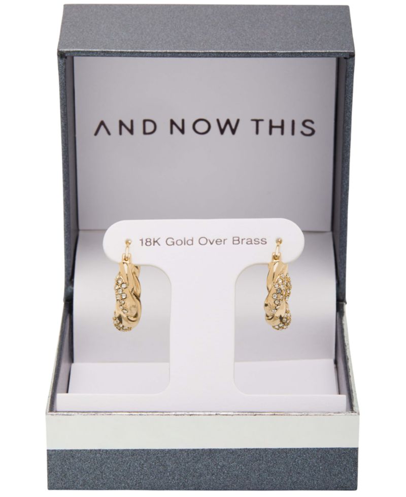 Women's Crystal Twist Puff Hoop Earring