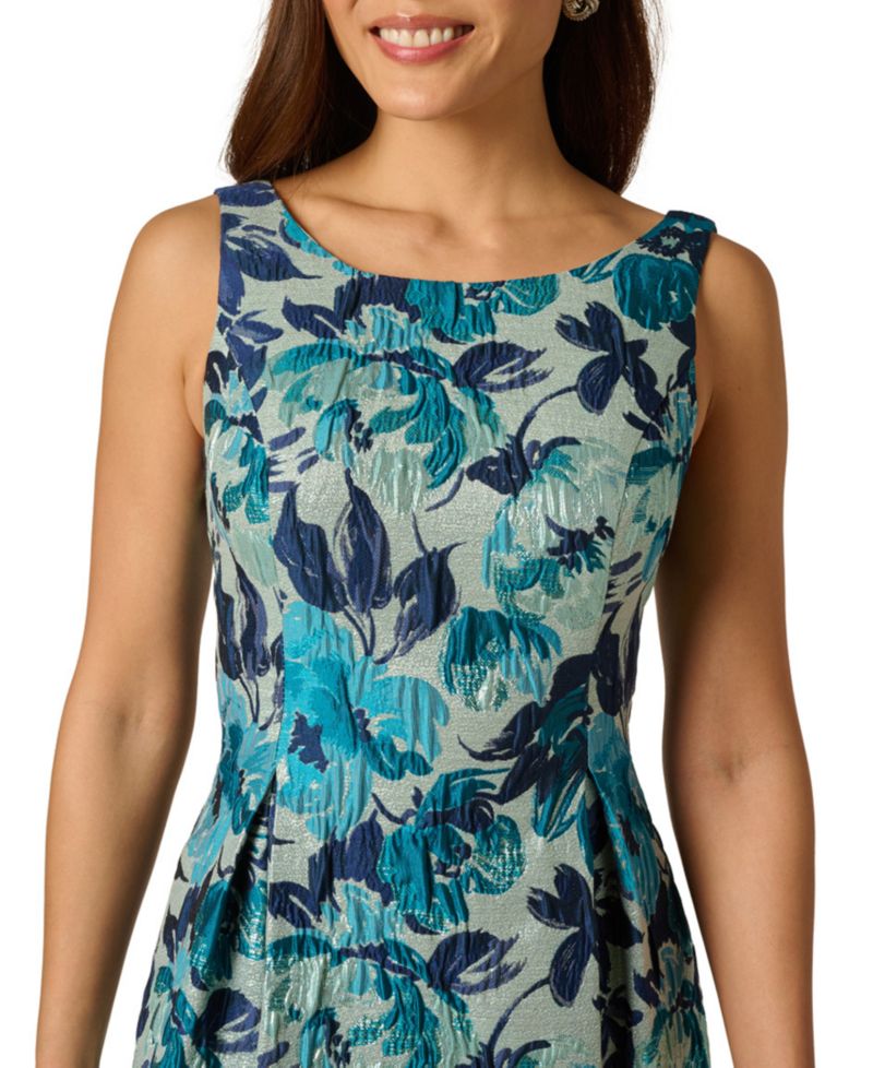 Women's Printed Metallic Boat Neck Dress