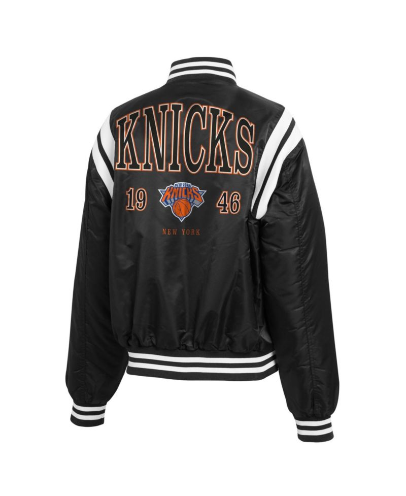 Women's Black New York Knicks Full-Zip Bomber Jacket