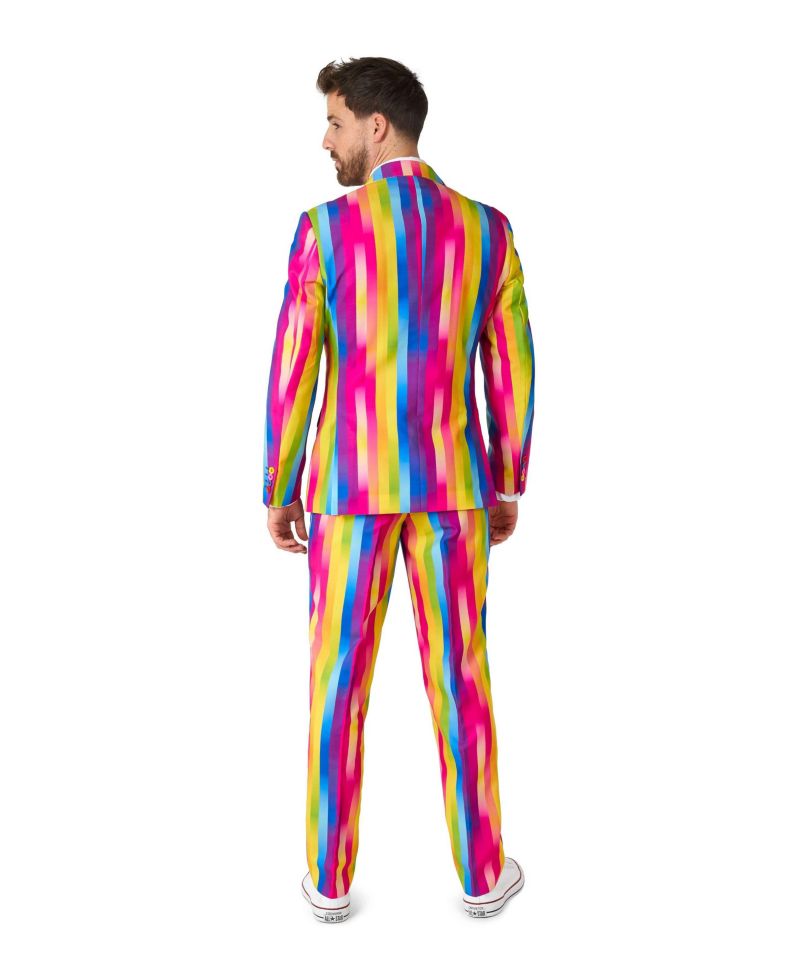 Big & Tall Valentine's Day Suits - Hearts And Rainbow Print Outfits - Love Theme Party Suits - Hearts