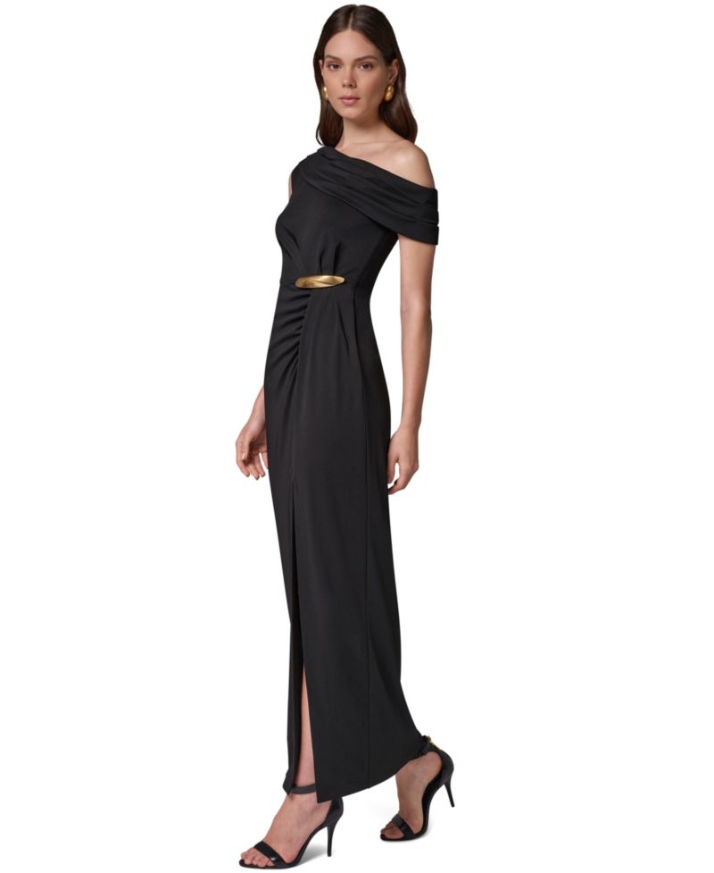 Women's Asymmetric Off-the-Shoulder Ruched Waist Maxi Dress